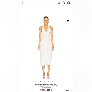 cinq a sept Ivory Halter Twist Midi Dress